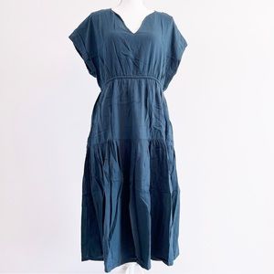 NWOT Synergy Organic Clothing Dahlia Dress, Midnight Blue, Boho Peasant Midi, L
